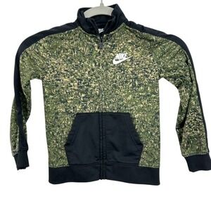 Nike Boys Green Camo Track Jacket Full Zip Black Trim Size 4T Back to School